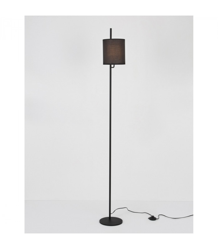 Yama Floor Lamp with Shade Black Fabric Shade Black Aluminium Switched LED E27-3