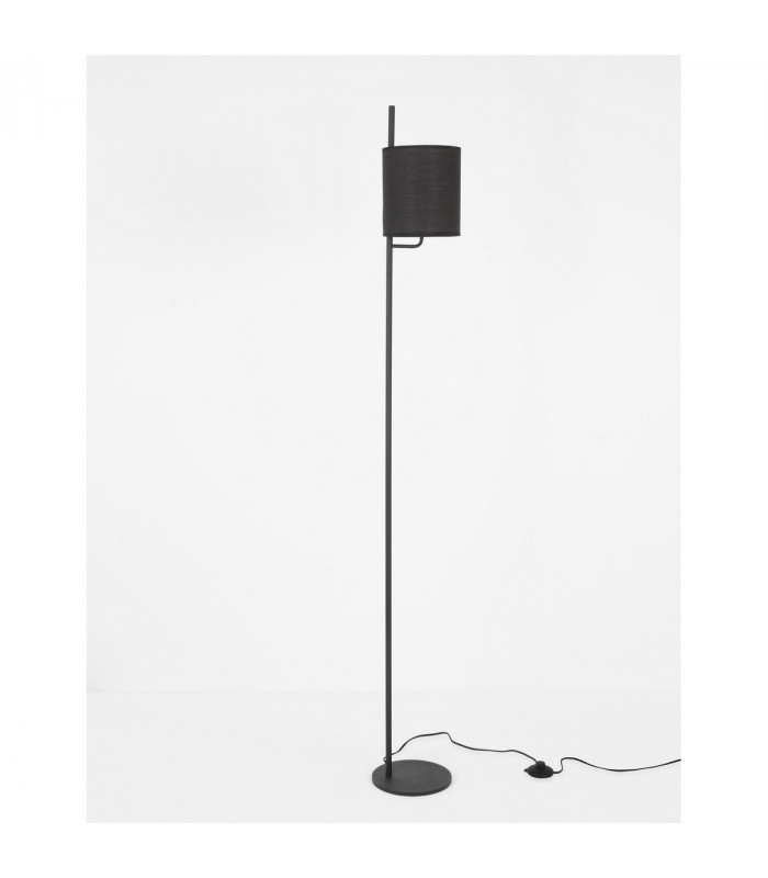 Yama Floor Lamp with Shade Black Fabric Shade Black Aluminium Switched LED E27-4