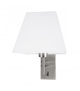Logan Wall Lamp with Shade Satin Nickel Aluminium White Shade LED E27-1