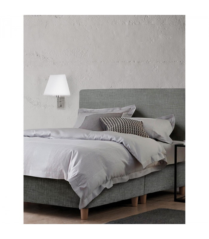 Logan Wall Lamp with Shade Satin Nickel Aluminium White Shade LED E27-2