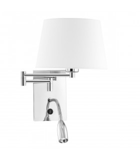 Cingo Reading Light Chrome White Fabric Lampshade LED 3W 3000K 180Lm LED E27-1