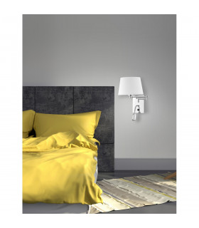 Cingo Reading Light Chrome White Fabric Lampshade LED 3W 3000K 180Lm LED E27-2