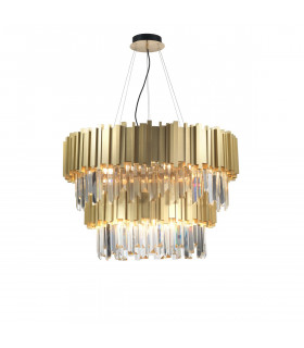 Baladona 20 Light Pendant Ceiling Light Golden Brass Aluminium Crystal LED G9-1
