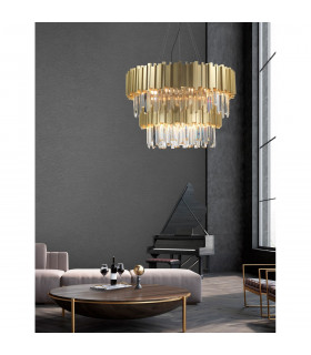 Baladona 20 Light Pendant Ceiling Light Golden Brass Aluminium Crystal LED G9-2