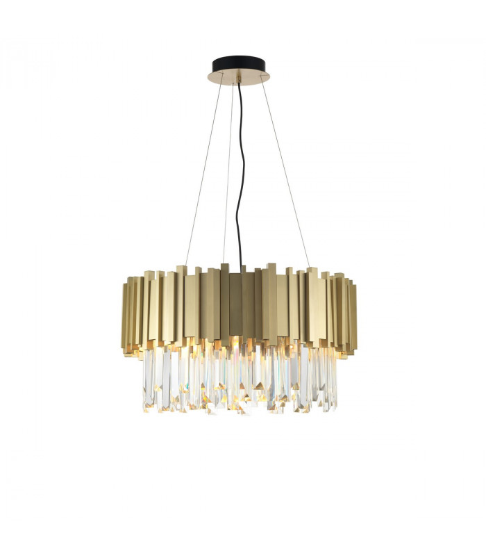 Baladona 9 Light Pendant Ceiling Light Golden Brass Aluminium Crystal LED G9-1