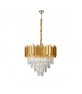 Grane 8 Light Pendant Ceiling Light Gold Metal Crystal LED E14-1