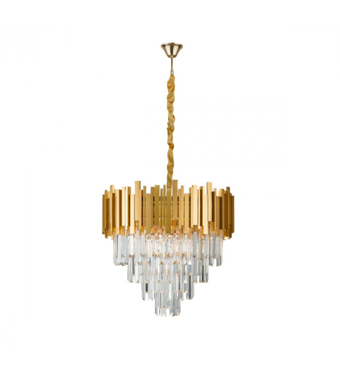 Grane 8 Light Pendant Ceiling Light Gold Metal Crystal LED E14-1