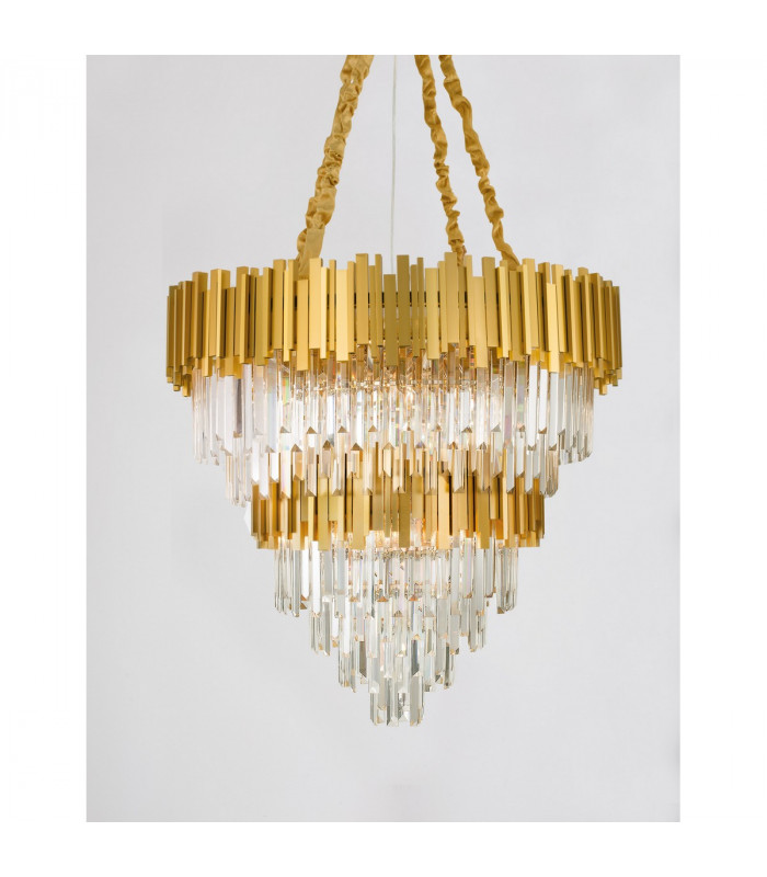 Grane 20 Light Pendant Ceiling Light Gold Metal Crystal LED E14-4