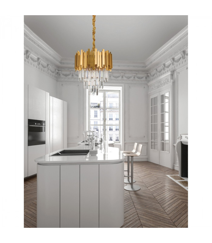 Grane 4 Light Pendant Ceiling Light Gold Metal Crystal LED E14-2