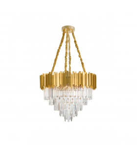 Grane 12 Light Pendant Ceiling Light Gold Metal Crystal LED E14-1