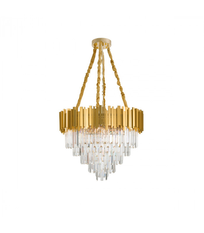 Grane 12 Light Pendant Ceiling Light Gold Metal Crystal LED E14-1