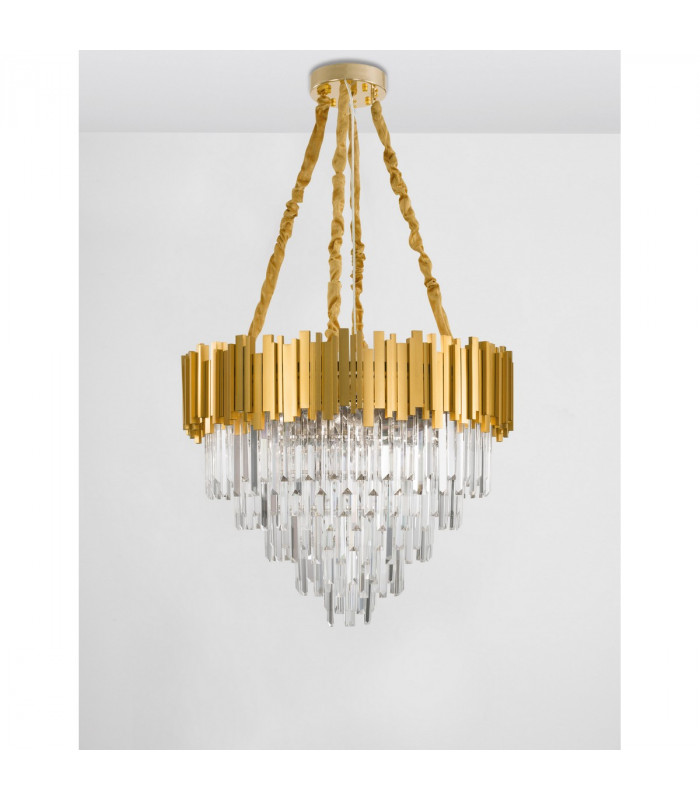 Grane 12 Light Pendant Ceiling Light Gold Metal Crystal LED E14-3