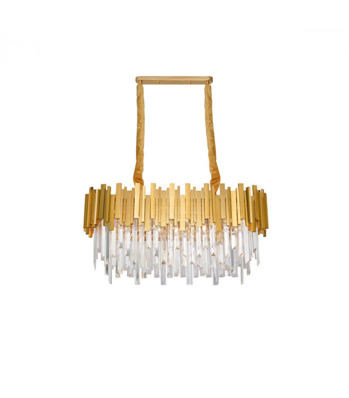 Grane 8 Light Pendant Ceiling Light Gold Metal Crystal LED E14-1
