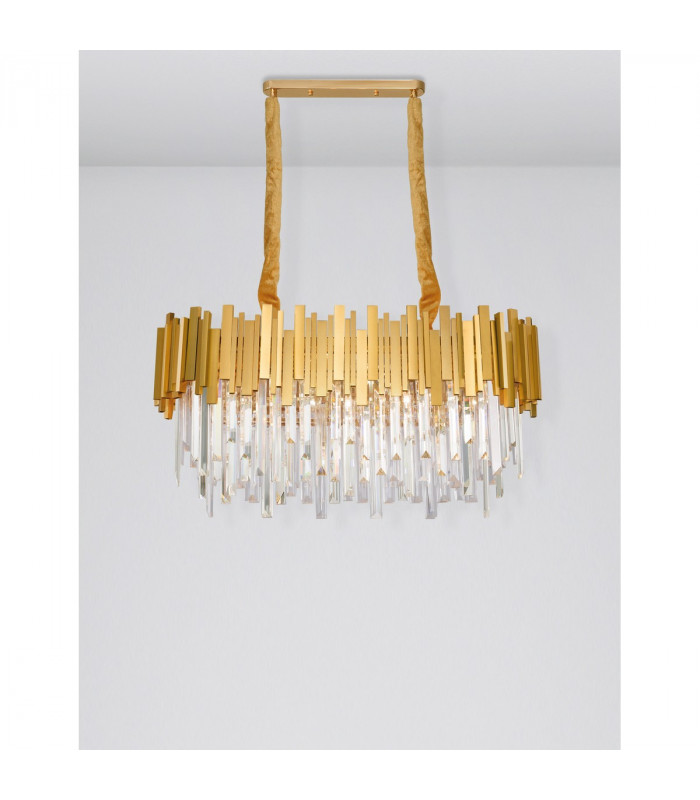 Grane 8 Light Pendant Ceiling Light Gold Metal Crystal LED E14-2