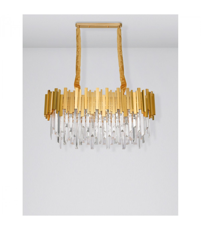 Grane 8 Light Pendant Ceiling Light Gold Metal Crystal LED E14-3