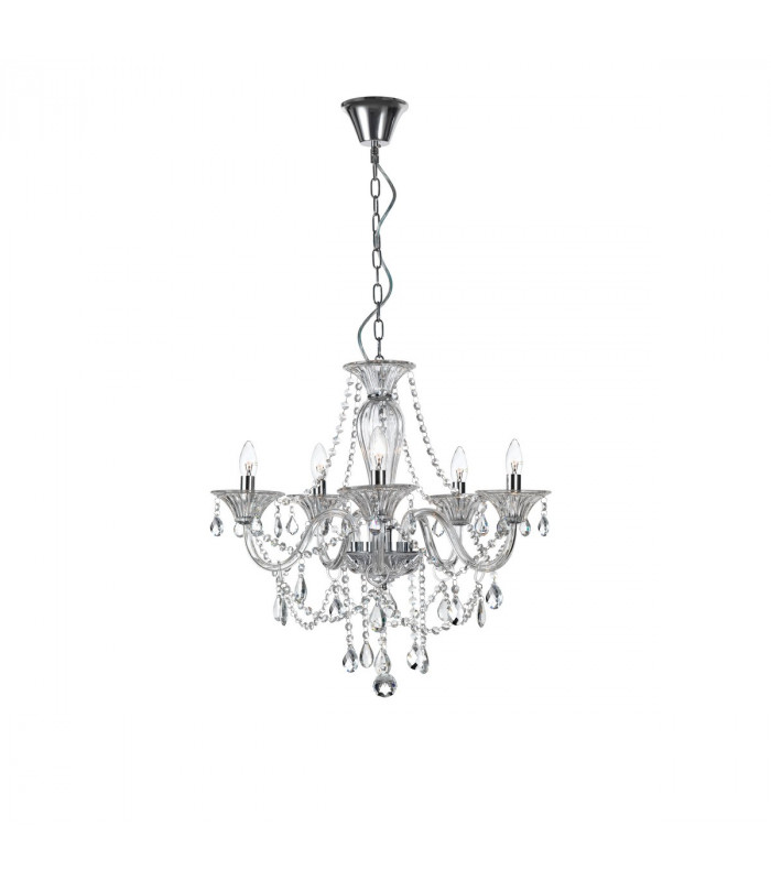 Connor 60cm Multi Arm Chandelier Chrome Aluminium Glass K9 Crystal LED E14-1