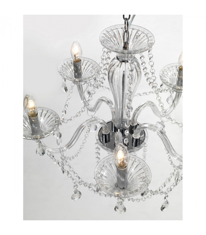 Connor 60cm Multi Arm Chandelier Chrome Aluminium Glass K9 Crystal LED E14-3