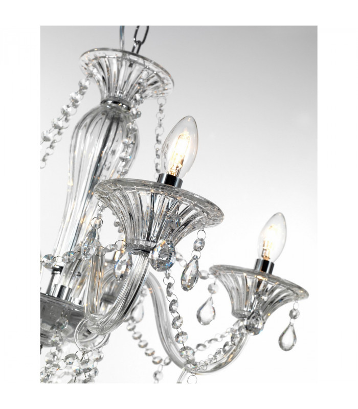 Connor 60cm Multi Arm Chandelier Chrome Aluminium Glass K9 Crystal LED E14-4