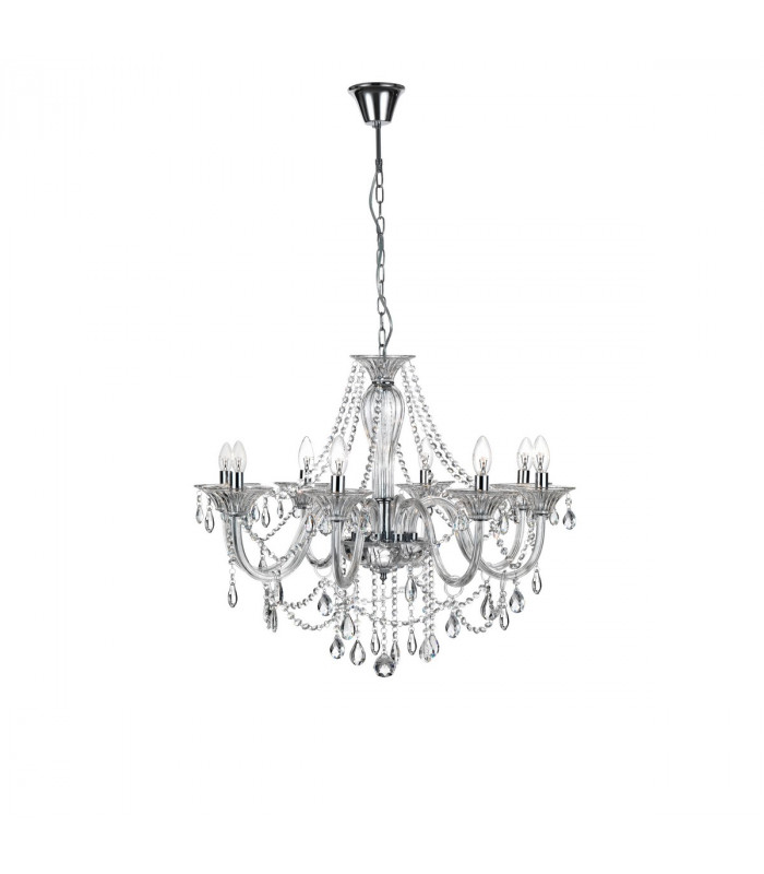 Connor 75cm Multi Arm Chandelier Chrome Aluminium Glass K9 Crystal LED E14-1