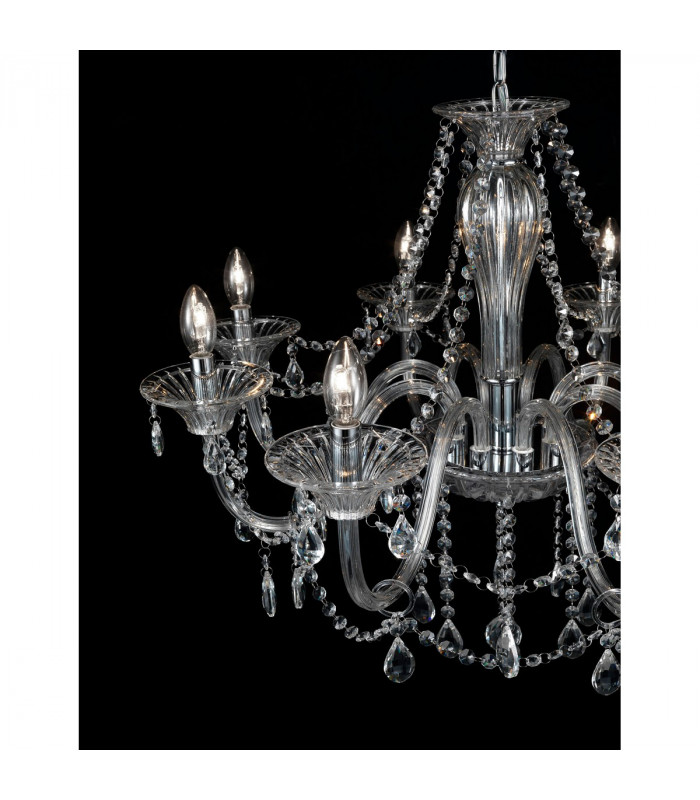 Connor 75cm Multi Arm Chandelier Chrome Aluminium Glass K9 Crystal LED E14-3