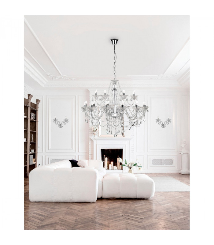 Connor 100cm Multi Arm Chandelier Chrome Aluminium Glass K9 Crystal LED E14-2