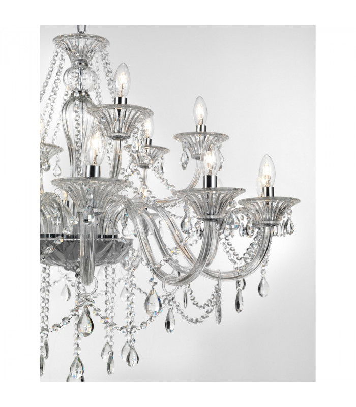 Connor 100cm Multi Arm Chandelier Chrome Aluminium Glass K9 Crystal LED E14-3