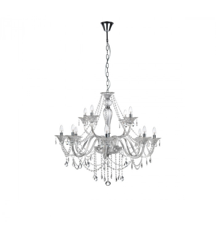 Connor 100cm Multi Arm Chandelier Chrome Aluminium Glass K9 Crystal LED E14-1