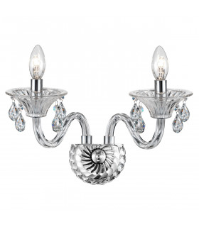Connor 2 Light Candle Wall Lamp Chrome Aluminium Glass K9 Crystal Adjustable LED E14-1