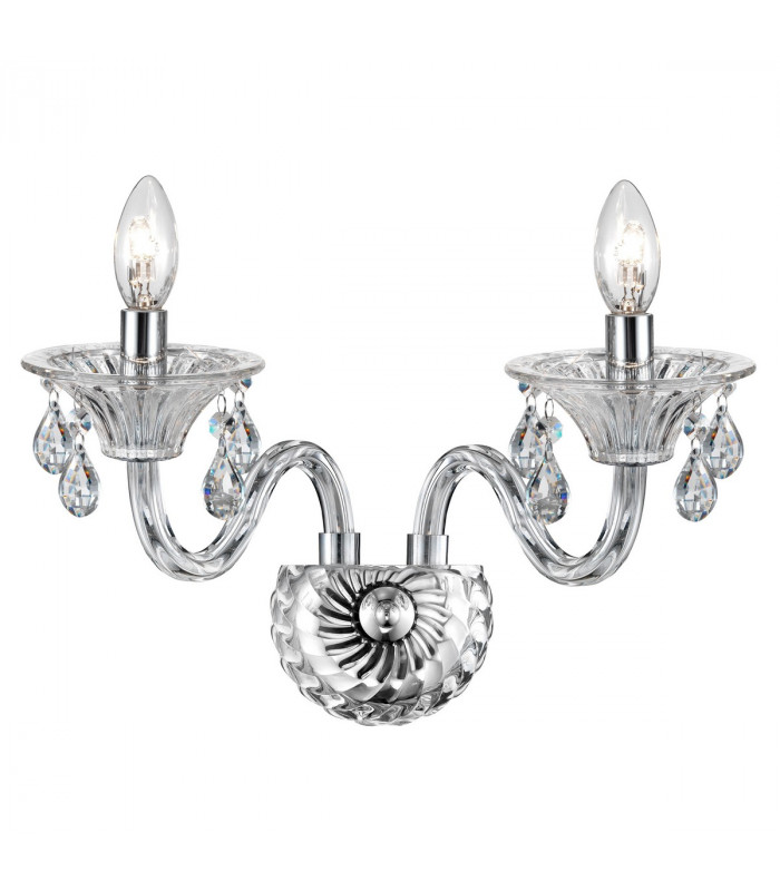 Connor 2 Light Candle Wall Lamp Chrome Aluminium Glass K9 Crystal Adjustable LED E14-1