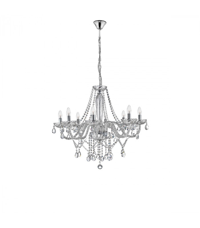 Mozart 78cm Multi Arm Chandelier Chrome Aluminium Glass K9 Crystal LED E14-1
