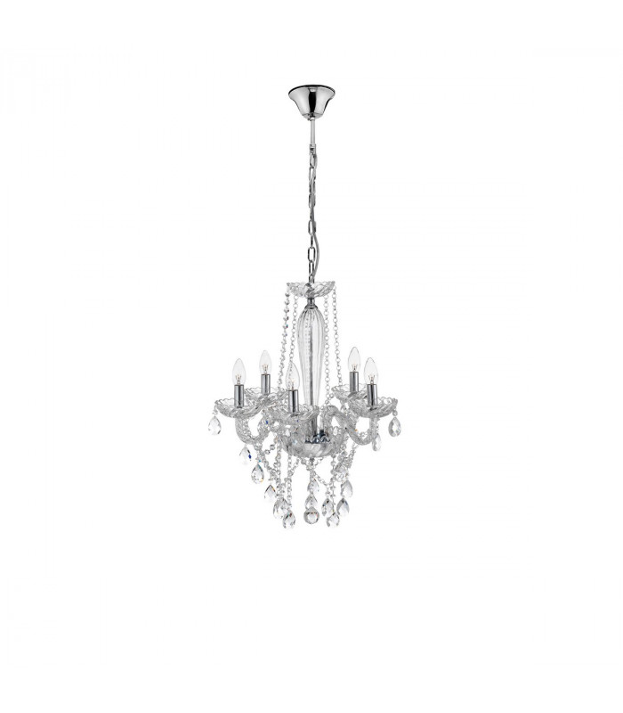 Mozart 58cm Multi Arm Chandelier Chrome Aluminium Glass K9 Crystal LED E14-1