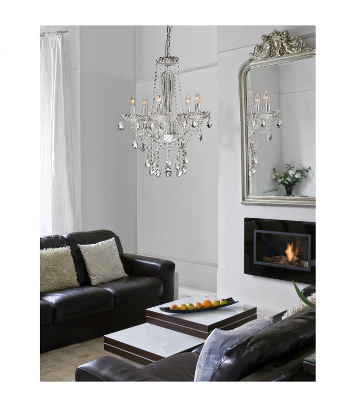 Mozart 58cm Multi Arm Chandelier Chrome Aluminium Glass K9 Crystal LED E14-2