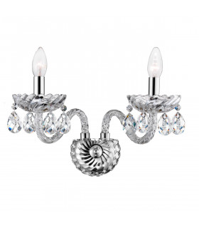 Mozart 2 Light Candle Wall Lamp Chrome Aluminium Glass K9 Crystals Adjustable LED E14-1