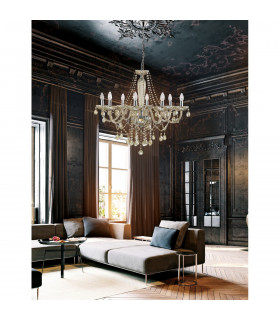 Zeno 78cm Multi Arm Chandelier Chrome Aluminium Cognac Glass K9 Crystals LED E14-2
