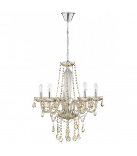 Zeno 58cm Multi Arm Chandelier Chrome Aluminium Cognac Glass K9 Crystals LED E14-1