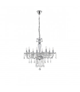 Venezia 8 Light Multi Arm Chandelier Chrome Aluminium Glass K9 Crystals LED E14-1