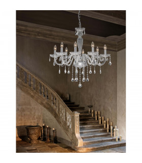 Venezia 8 Light Multi Arm Chandelier Chrome Aluminium Glass K9 Crystals LED E14-2