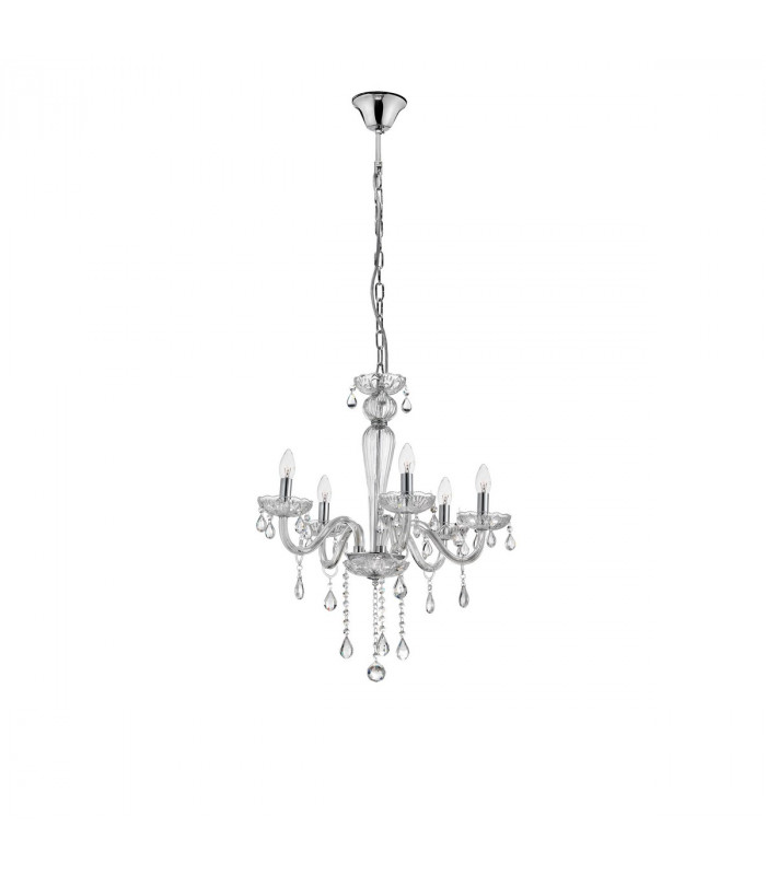 Venezia 5 Light Multi Arm Chandelier Chrome Aluminium Glass K9 Crystals LED E14-1