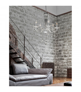 Venezia 5 Light Multi Arm Chandelier Chrome Aluminium Glass K9 Crystals LED E14-2
