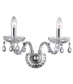 Venezia 2 Light Candle Wall Lamp Chrome Aluminium Glass K9 Crystals Adjustable LED E14-1