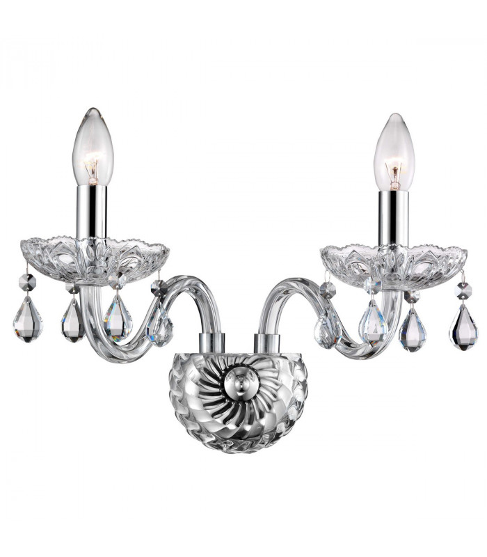 Venezia 2 Light Candle Wall Lamp Chrome Aluminium Glass K9 Crystals Adjustable LED E14-1