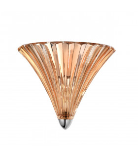 Guscio Flush Wall Uplighter Chrome Metal Amber Glass LED E14-1