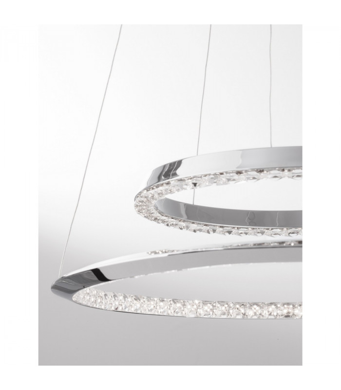 Netuno Integrated LED Pendant Ceiling Light Chrome Aluminium Crystal Adjustable LED 36W 1980Lm 3000K-5