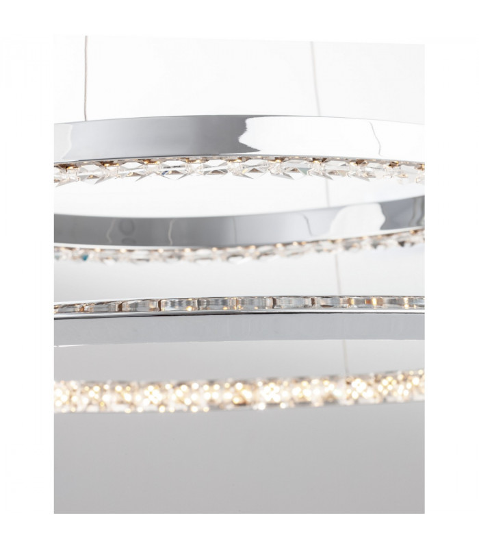 Netuno Integrated LED Pendant Ceiling Light Chrome Aluminium Crystal Adjustable LED 36W 1980Lm 3000K-6