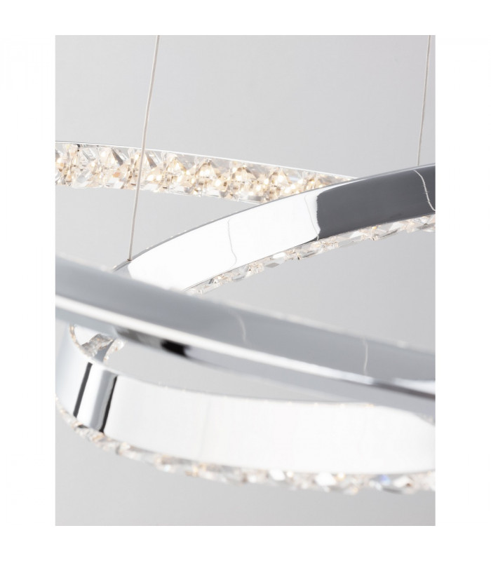 Netuno Integrated LED Pendant Ceiling Light Chrome Aluminium Crystal Adjustable LED 36W 1980Lm 3000K-7