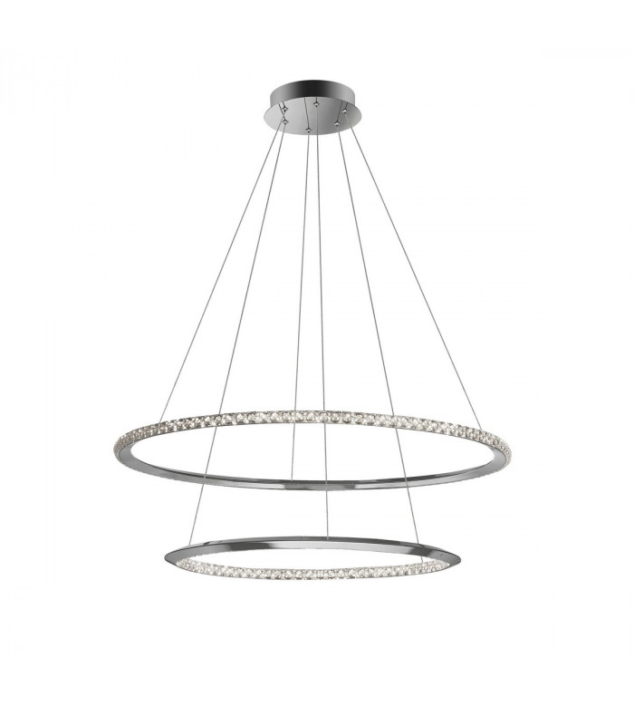 Netuno Integrated LED Pendant Ceiling Light Chrome Aluminium Crystal Adjustable LED 50W 2570Lm 3000K-1