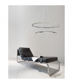 Netuno Integrated LED Pendant Ceiling Light Chrome Aluminium Crystal Adjustable LED 50W 2570Lm 3000K-2