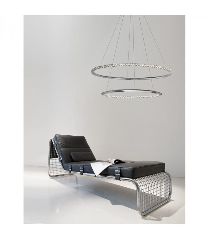 Netuno Integrated LED Pendant Ceiling Light Chrome Aluminium Crystal Adjustable LED 50W 2570Lm 3000K-2
