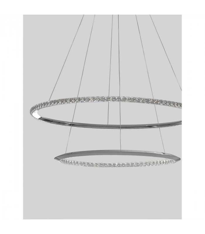 Netuno Integrated LED Pendant Ceiling Light Chrome Aluminium Crystal Adjustable LED 50W 2570Lm 3000K-3