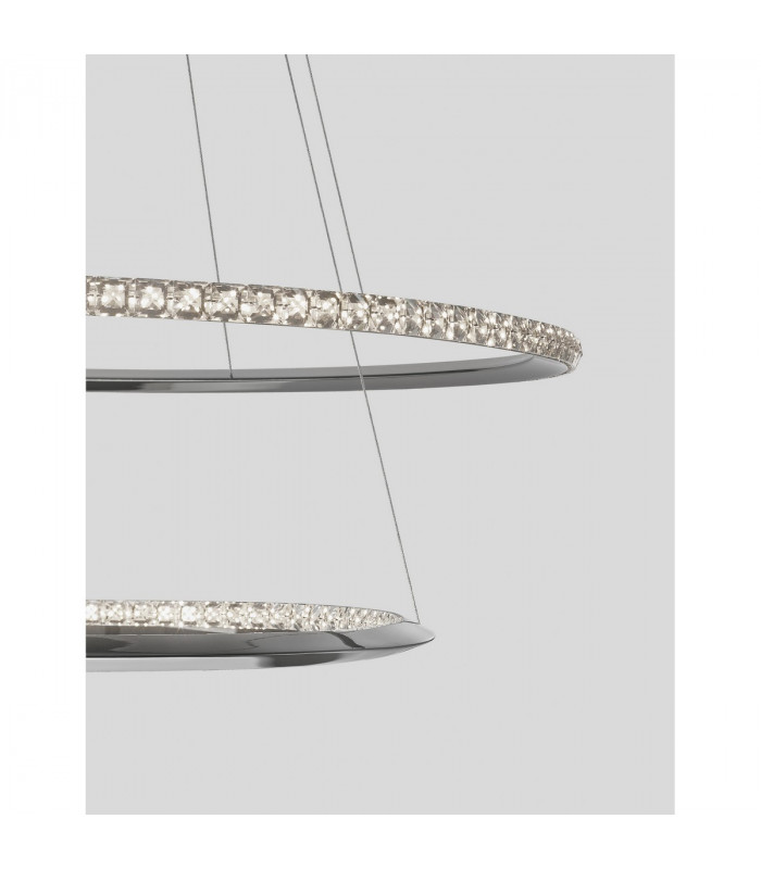 Netuno Integrated LED Pendant Ceiling Light Chrome Aluminium Crystal Adjustable LED 50W 2570Lm 3000K-5